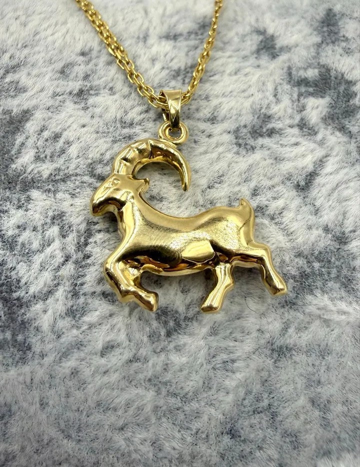 14K Gold Double-Sided "Goat" Pendant