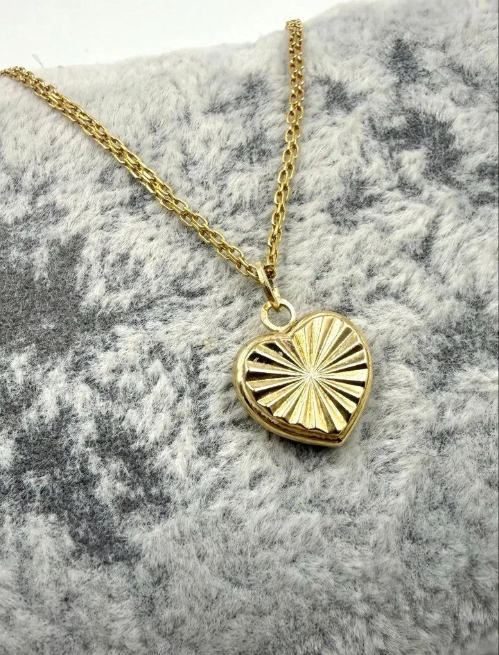 14K Gold Double-sided Heart Pendant