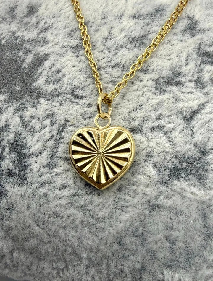 14K Gold Double-sided Heart Pendant