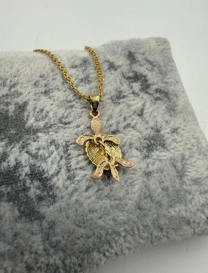 14K Gold Dual-Tone "Turtle" Pendant