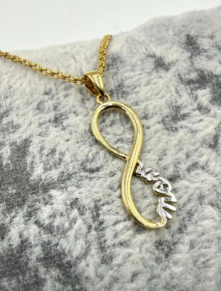 14K Gold Dual-Tone "Mom" Infinity Pendant