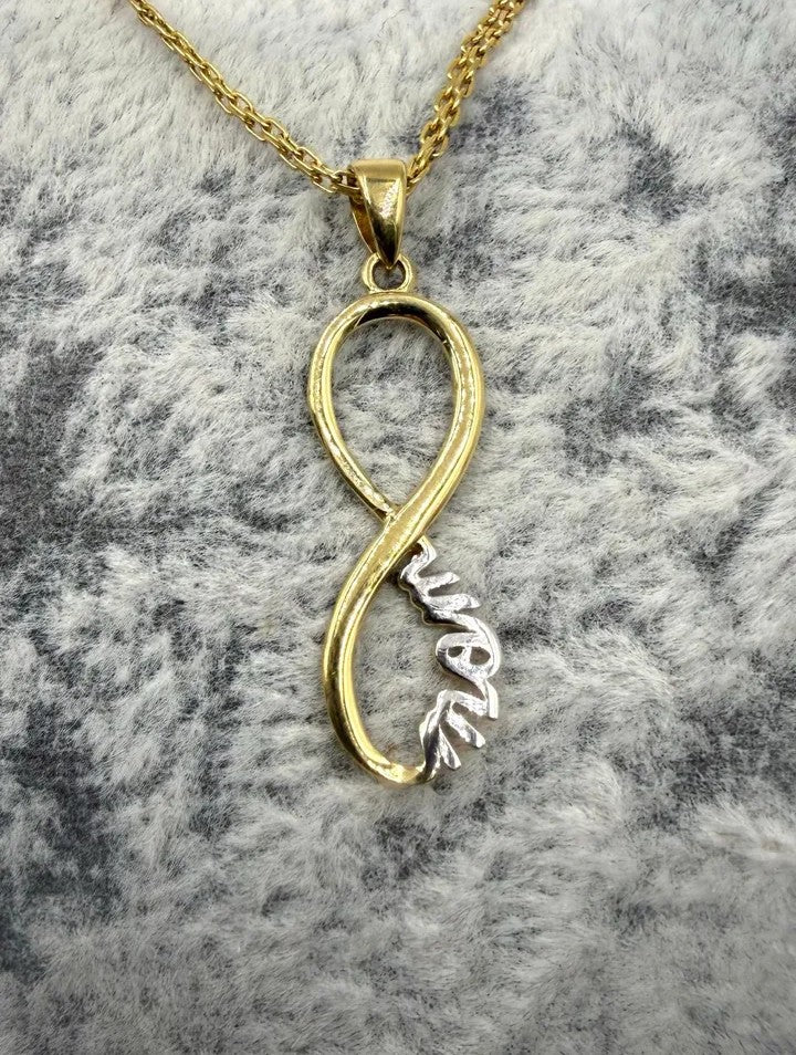 14K Gold Dual-Tone "Mom" Infinity Pendant