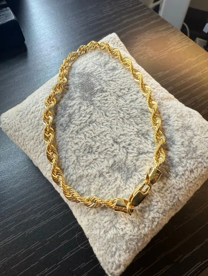 10K Gold Diamond-Cut Hollow Rope