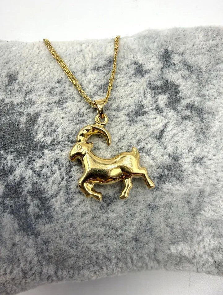 14K Gold Double-Sided "Goat" Pendant