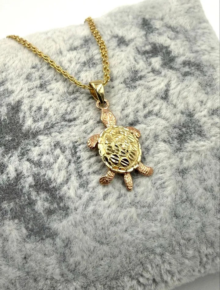 14K Gold Dual-Tone "Turtle" Pendant